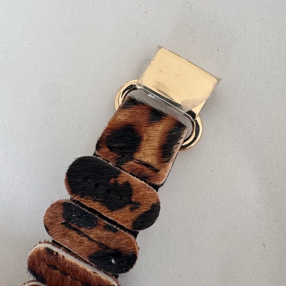 NWT Anthropologie Pony Hair Leopard Print Articulated Stretchy Belt XL - Picture 4 of 9